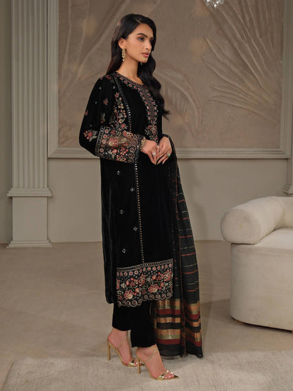 3 Piece Velvet Suit-Embroidered (Unstitched)