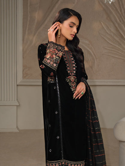 3 Piece Velvet Suit-Embroidered (Unstitched)