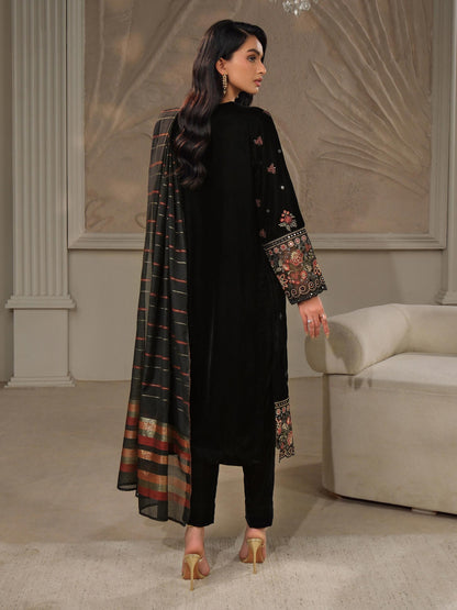 3 Piece Velvet Suit-Embroidered (Unstitched)