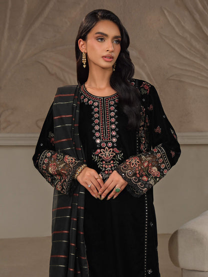 3 Piece Velvet Suit-Embroidered (Unstitched)