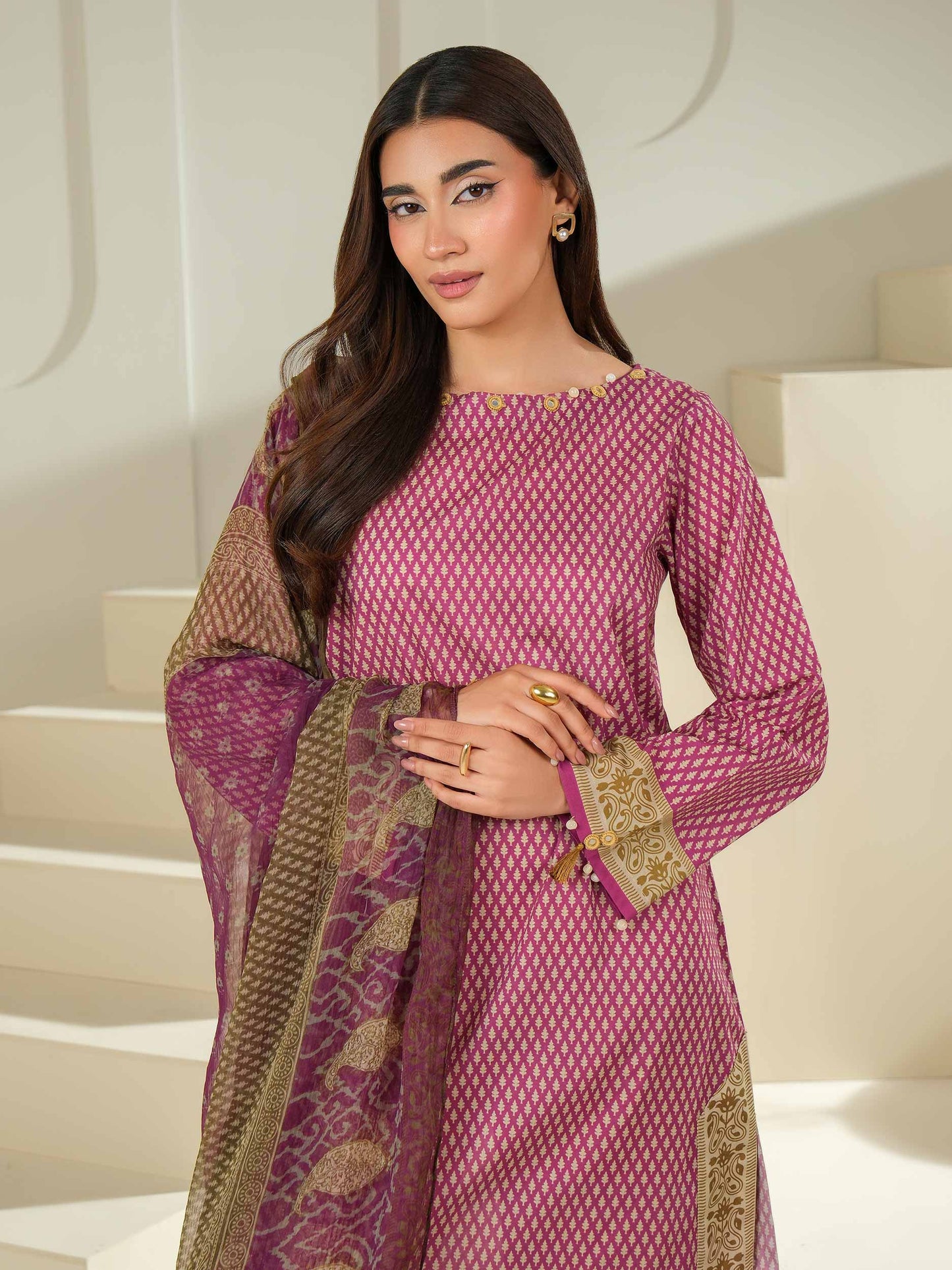 3 Piece Cambric Suit-Printed (Unstitched)