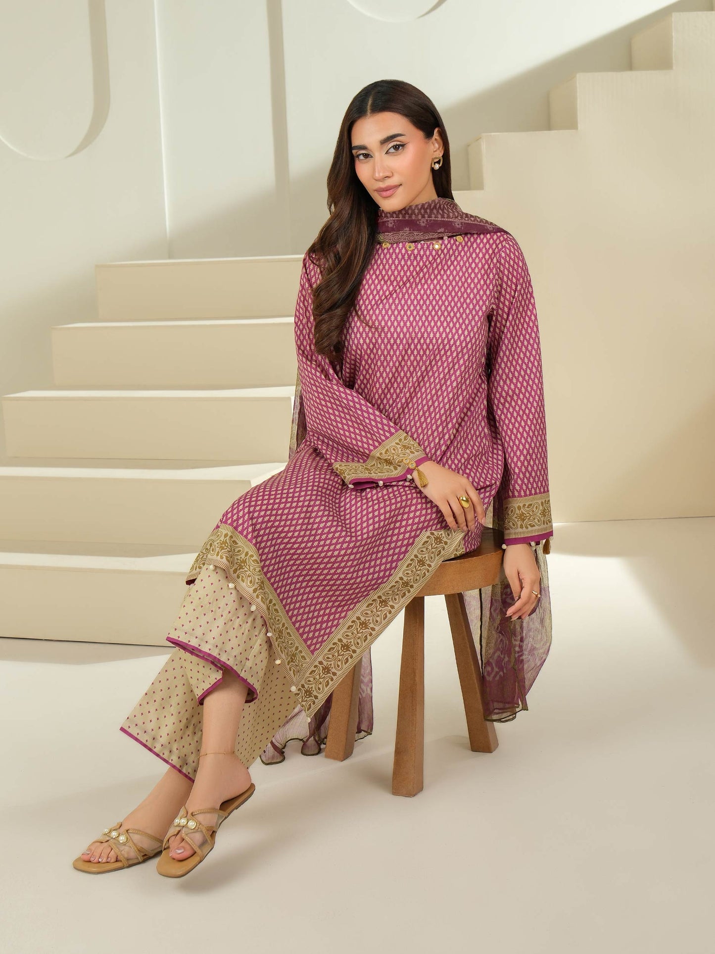 3 Piece Cambric Suit-Printed (Unstitched)