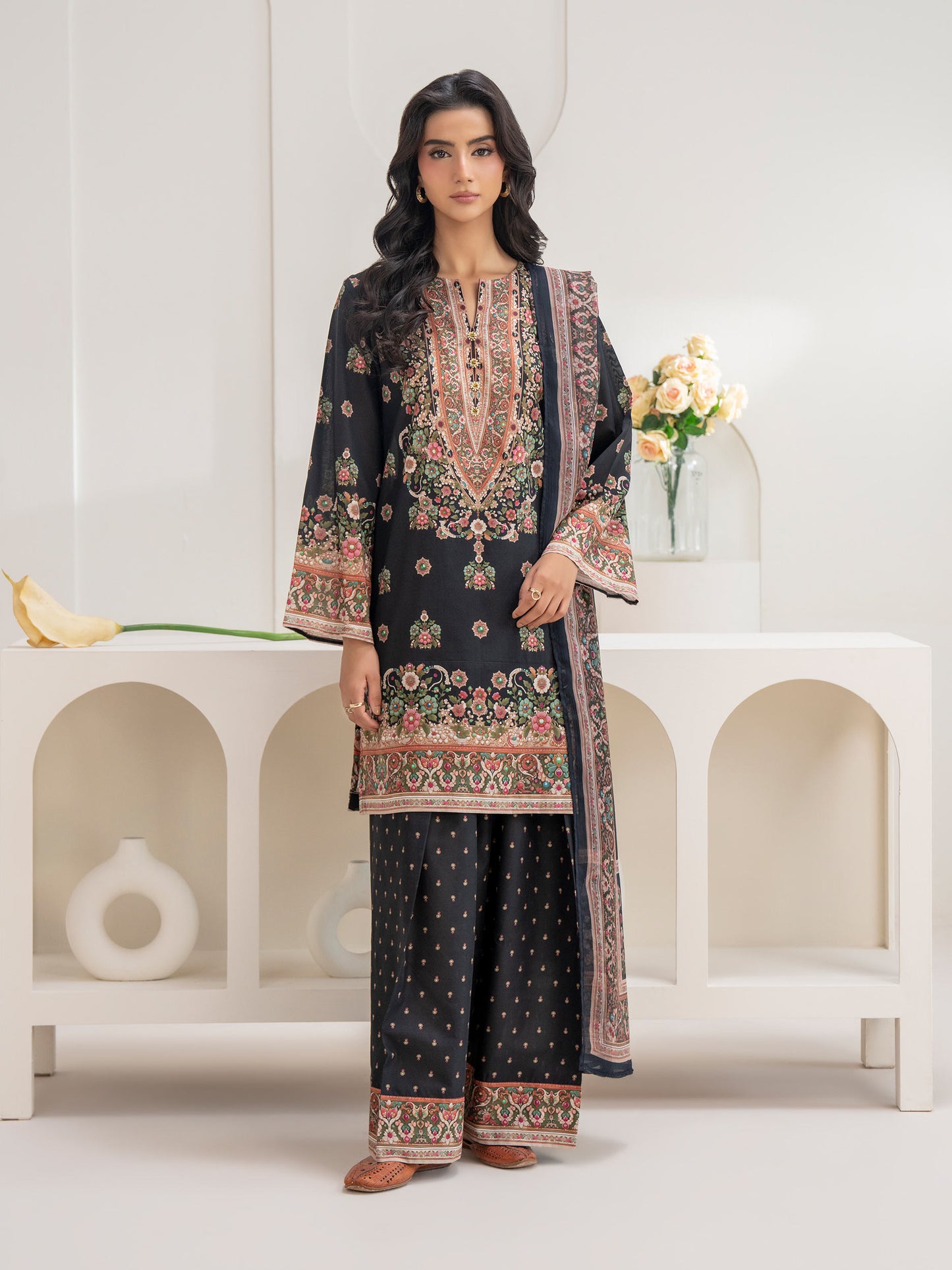 3 Piece Cambric Suit-Printed (Unstitched)
