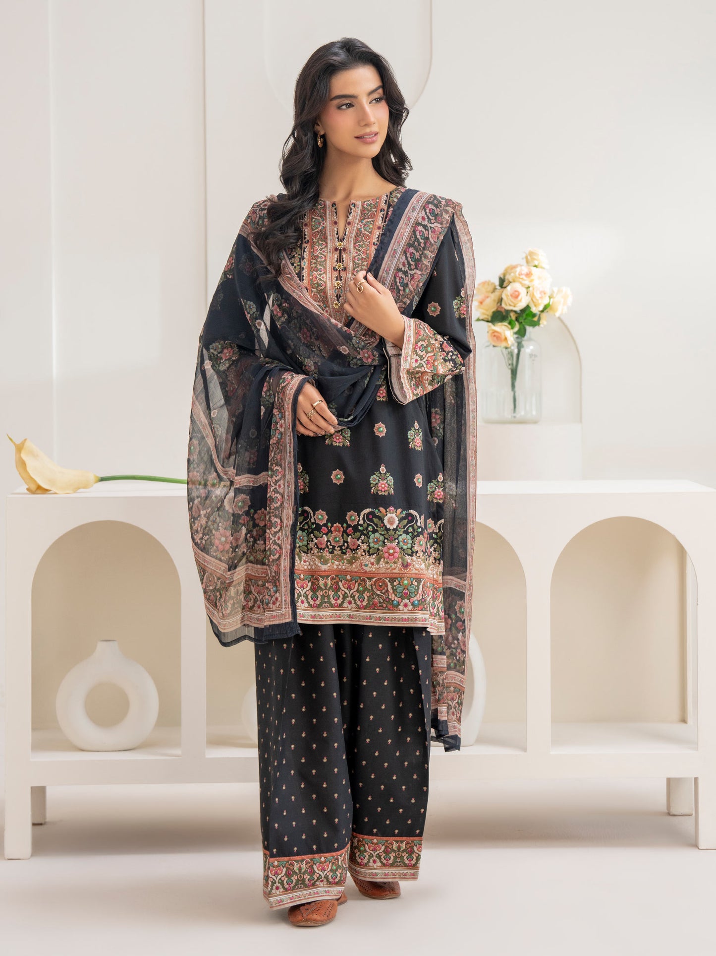 3 Piece Cambric Suit-Printed (Unstitched)