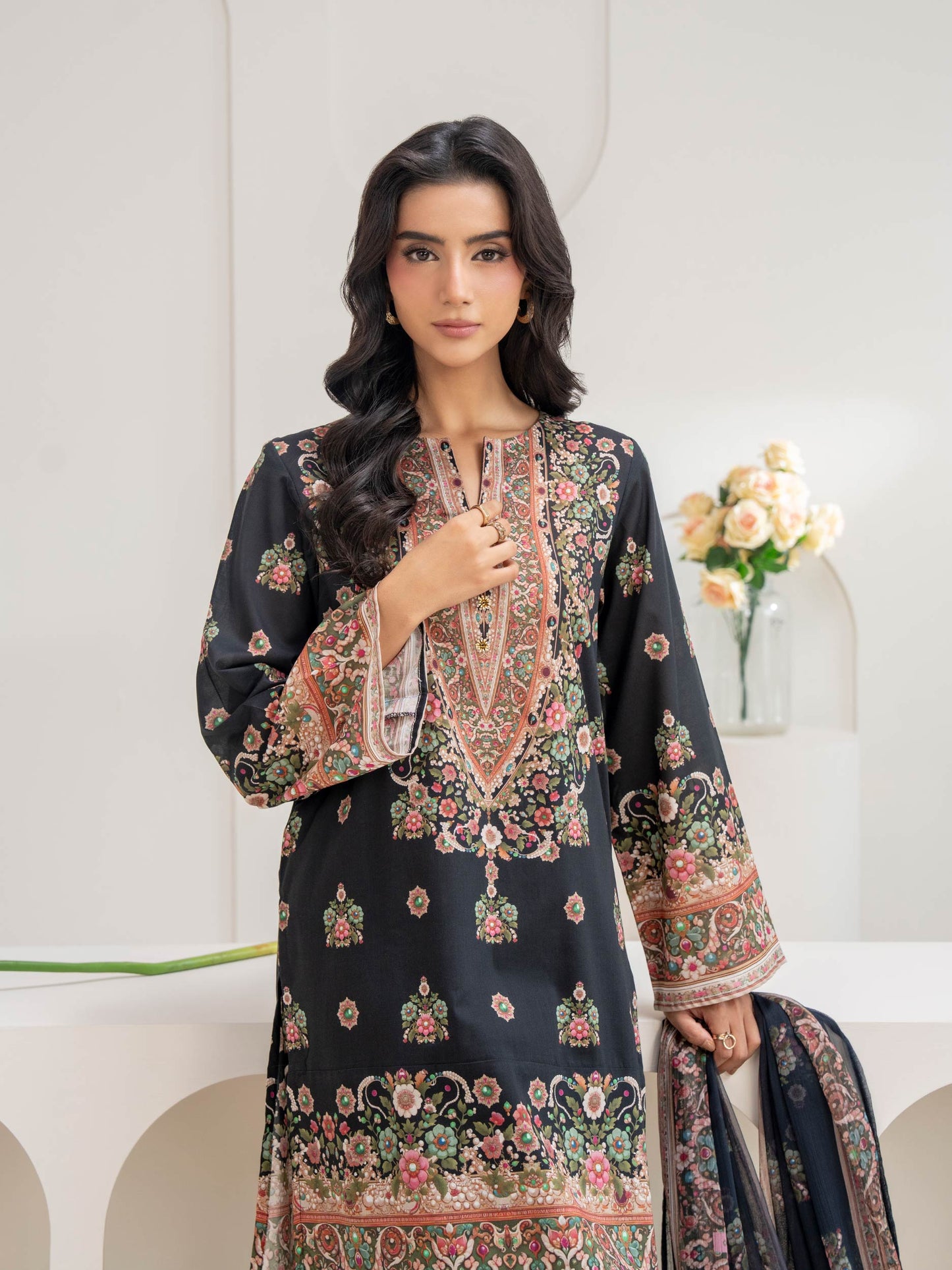 3 Piece Cambric Suit-Printed (Unstitched)