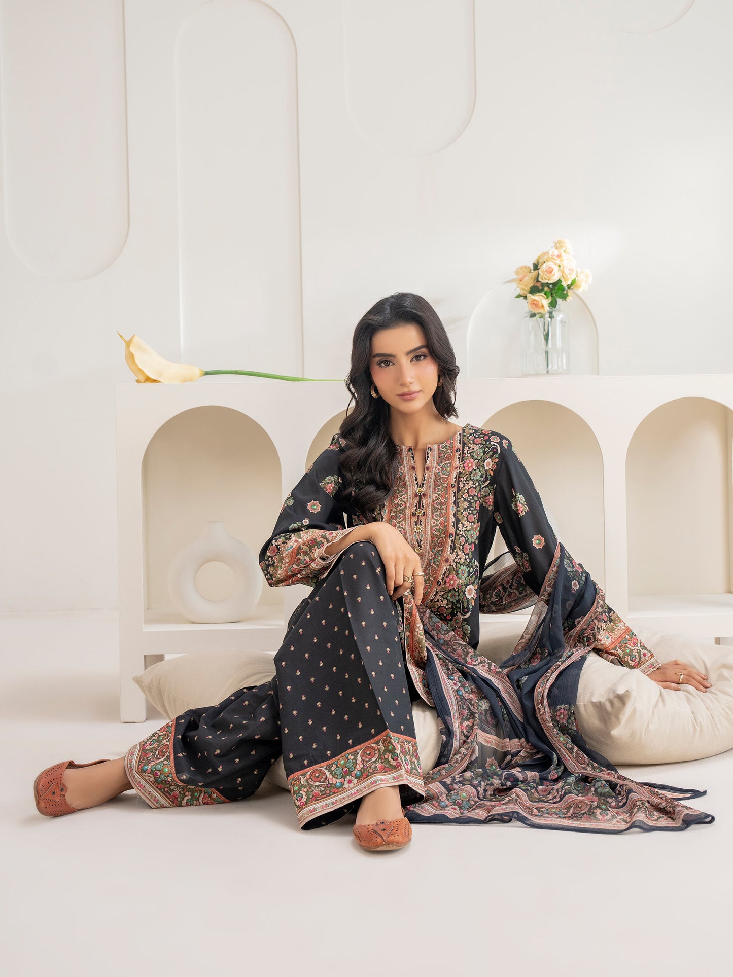 3 Piece Cambric Suit-Printed (Unstitched)