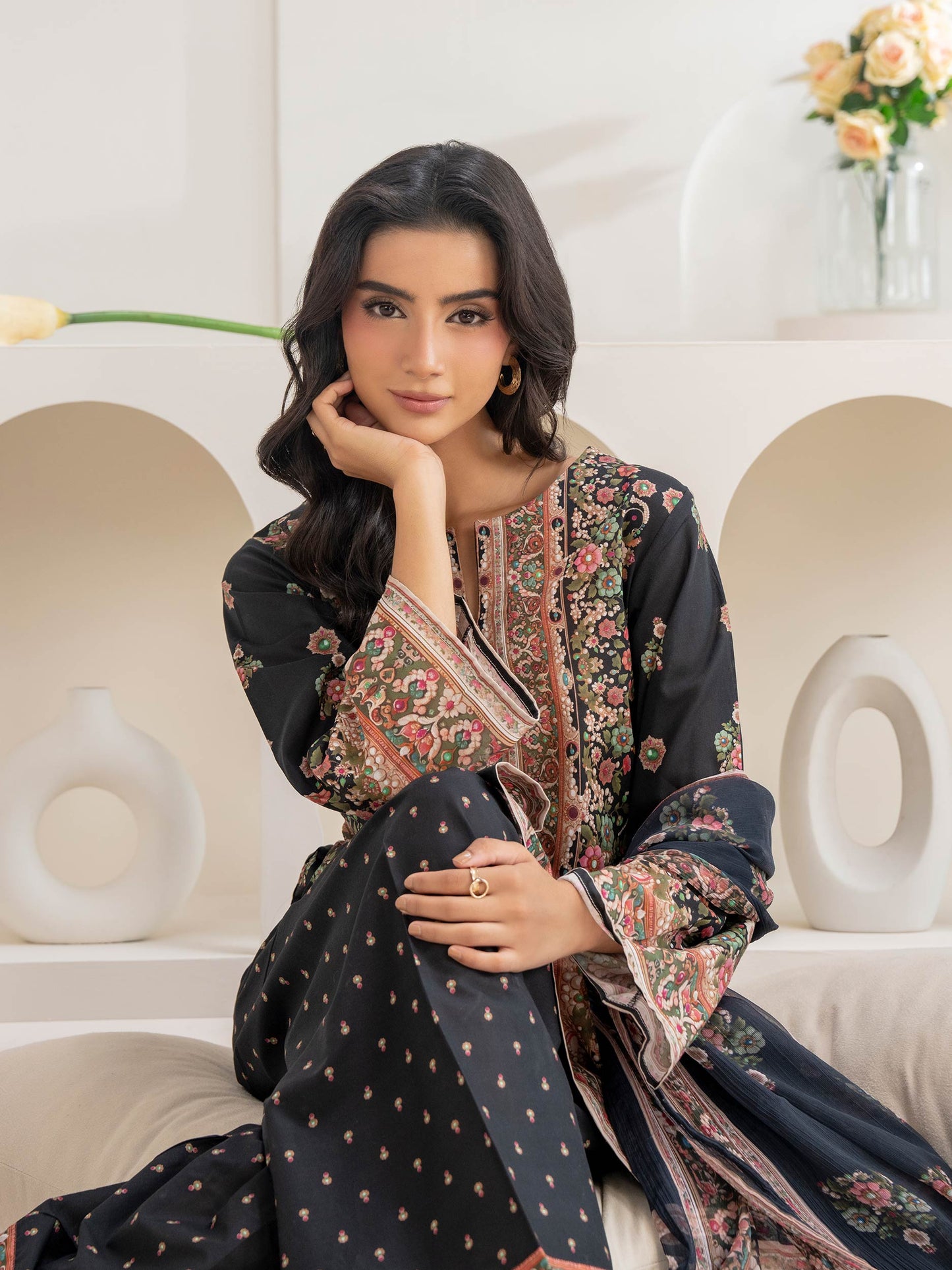 3 Piece Cambric Suit-Printed (Unstitched)