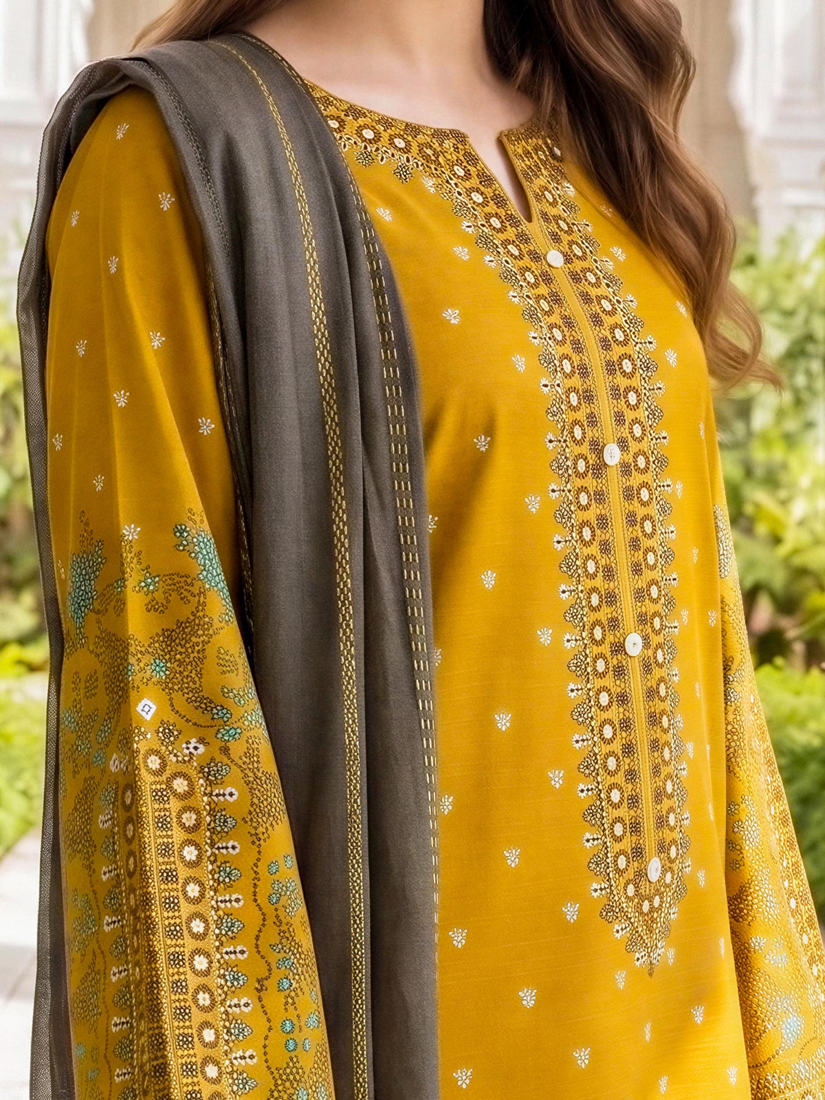 3 Piece Khaddar Suit-Paste Print (Unstitched)
