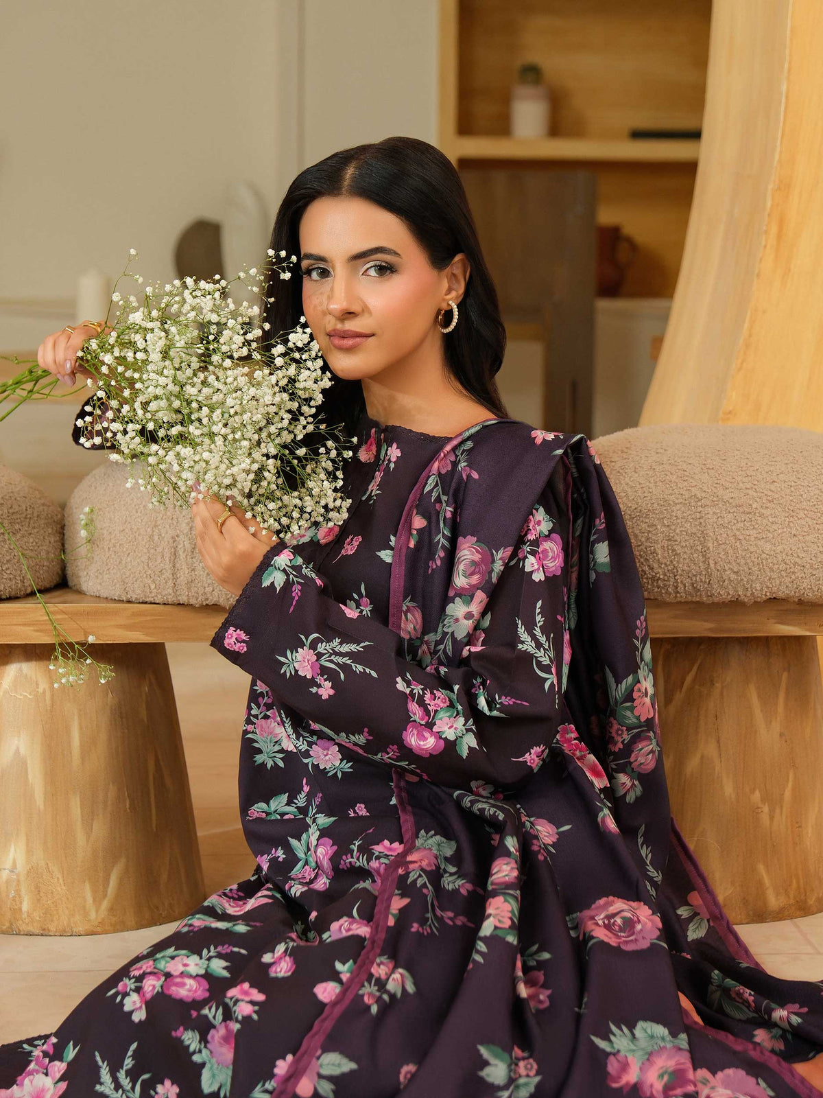 3 Piece Khaddar Suit-Printed (Unstitched)