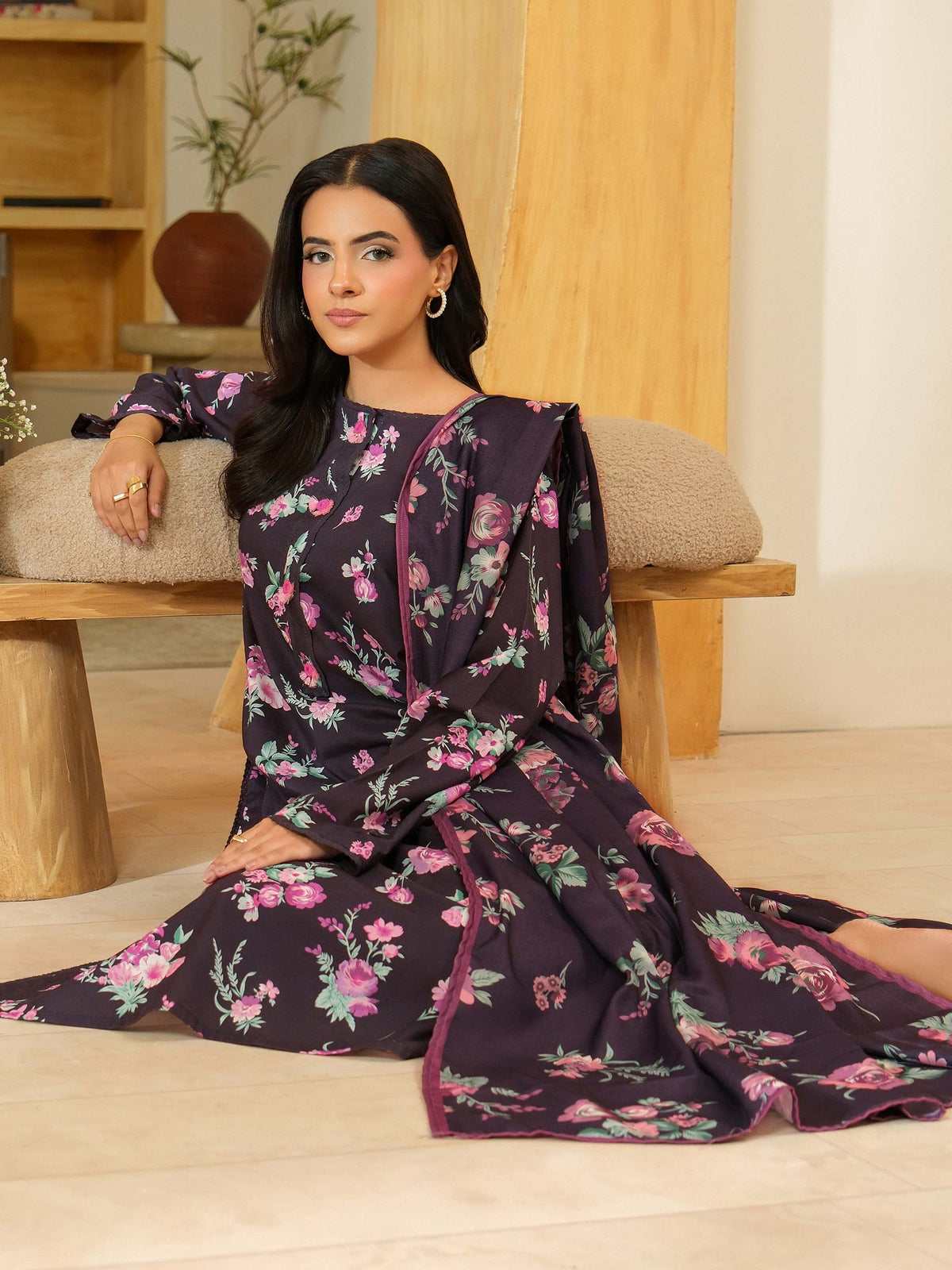 3 Piece Khaddar Suit-Printed (Unstitched)
