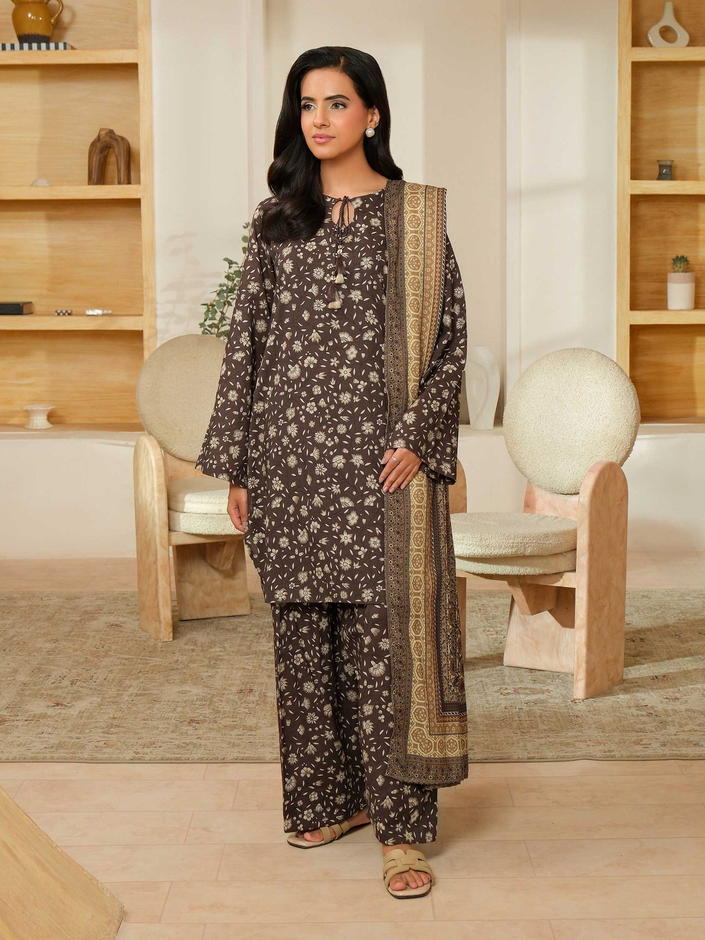 3 Piece Khaddar Suit-Printed (Unstitched)
