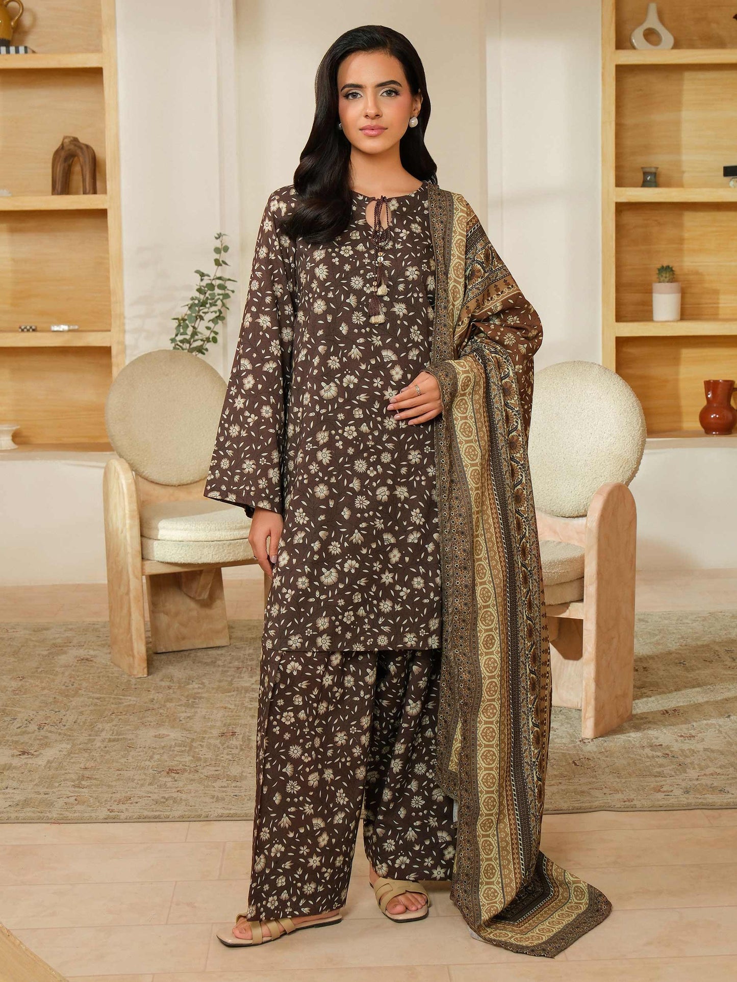 3 Piece Khaddar Suit-Printed (Unstitched)