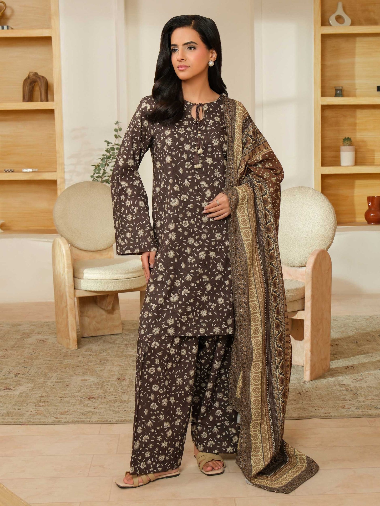 3 Piece Khaddar Suit-Printed (Unstitched)