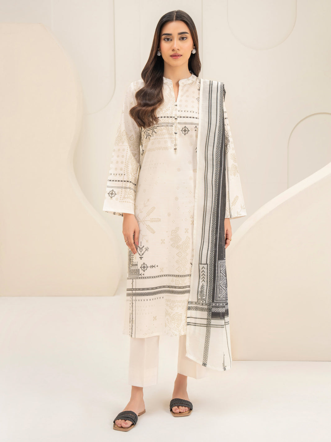 AJR Embroidered Lawn Unstitched 3 Piece Suit - AJR-PK-08 Rose - AJR25PK - Purple - Summer Collection main image 0
