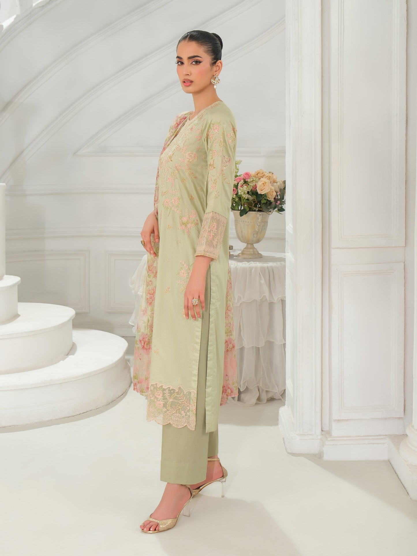 3 Piece Net Suit-Embroidered (Unstitched)