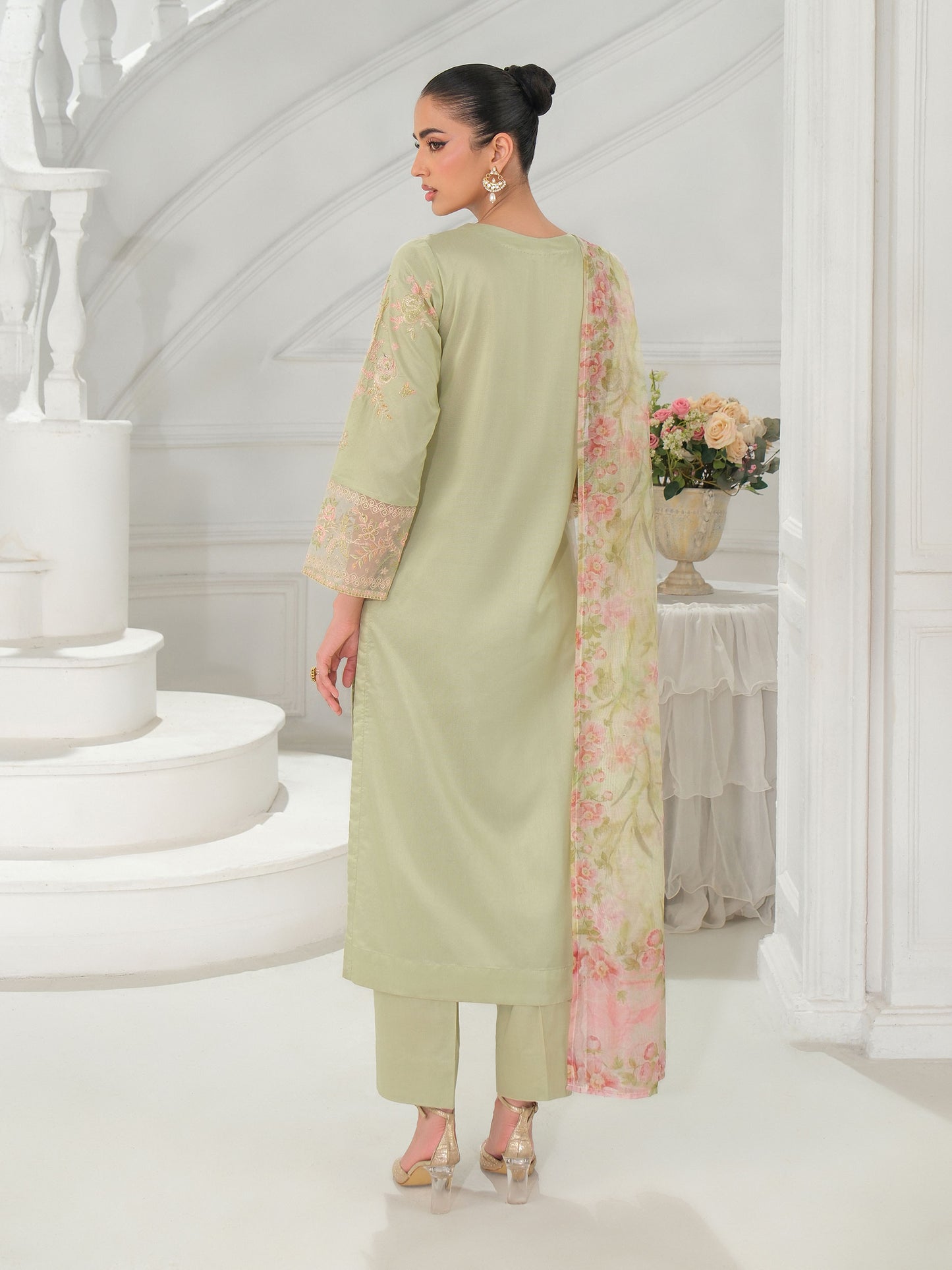 3 Piece Net Suit-Embroidered (Unstitched)
