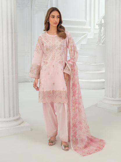 3 Piece Net Suit-Embroidered (Unstitched)