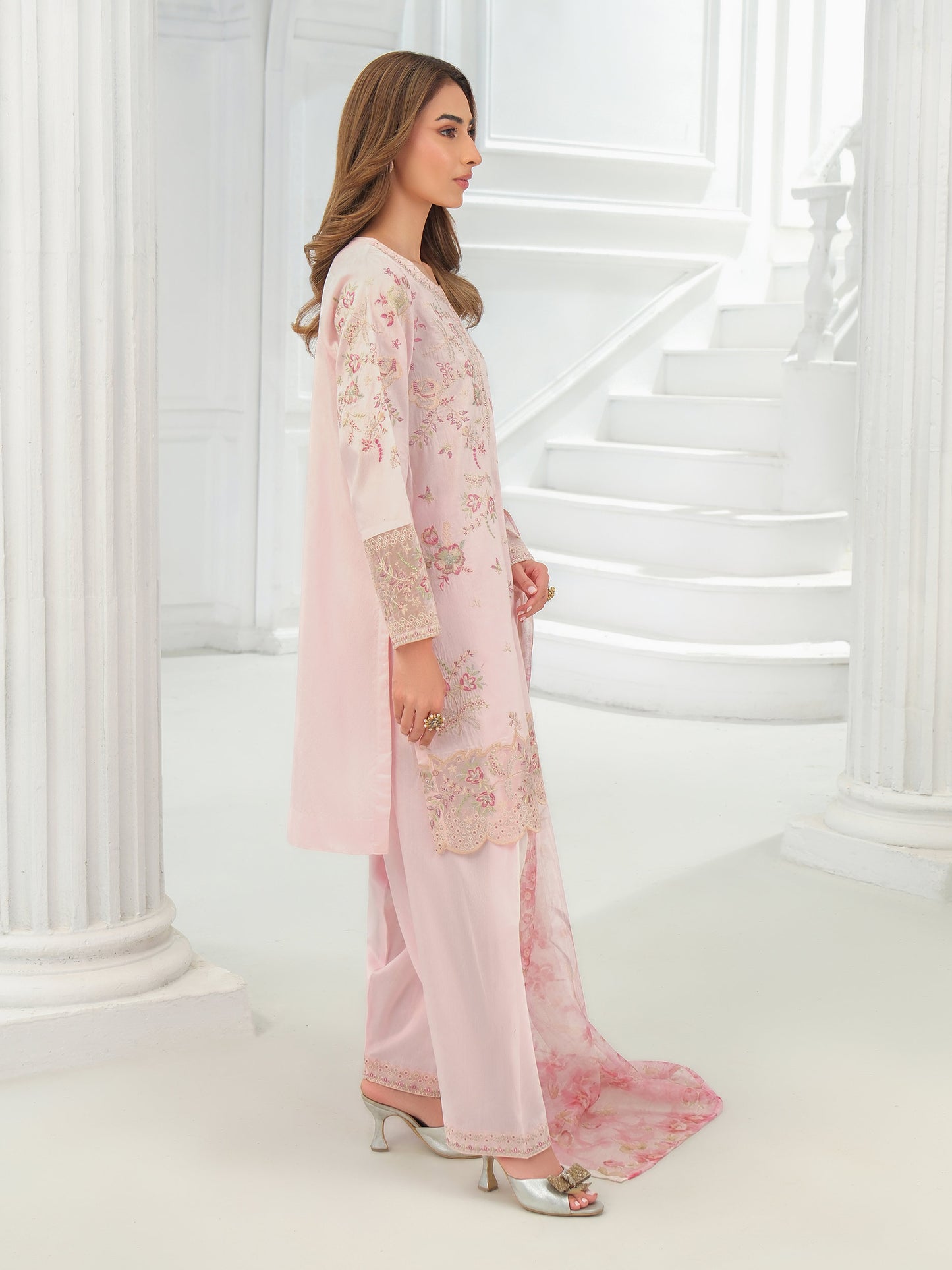 3 Piece Net Suit-Embroidered (Unstitched)