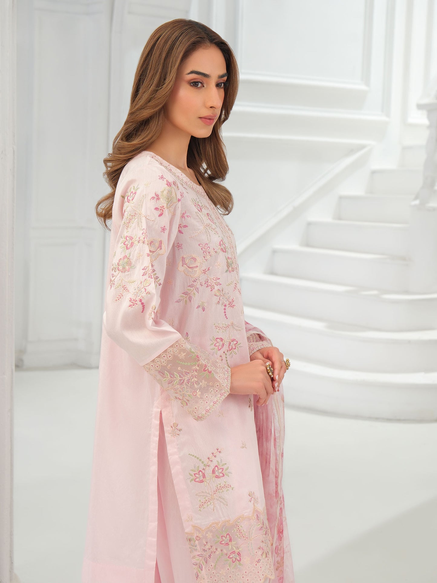 3 Piece Net Suit-Embroidered (Unstitched)