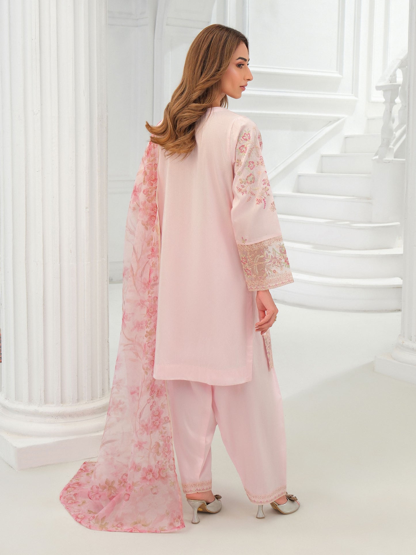 3 Piece Net Suit-Embroidered (Unstitched)