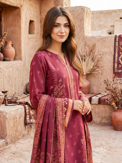 3 Piece Khaddar Suit-Printed (Unstitched)