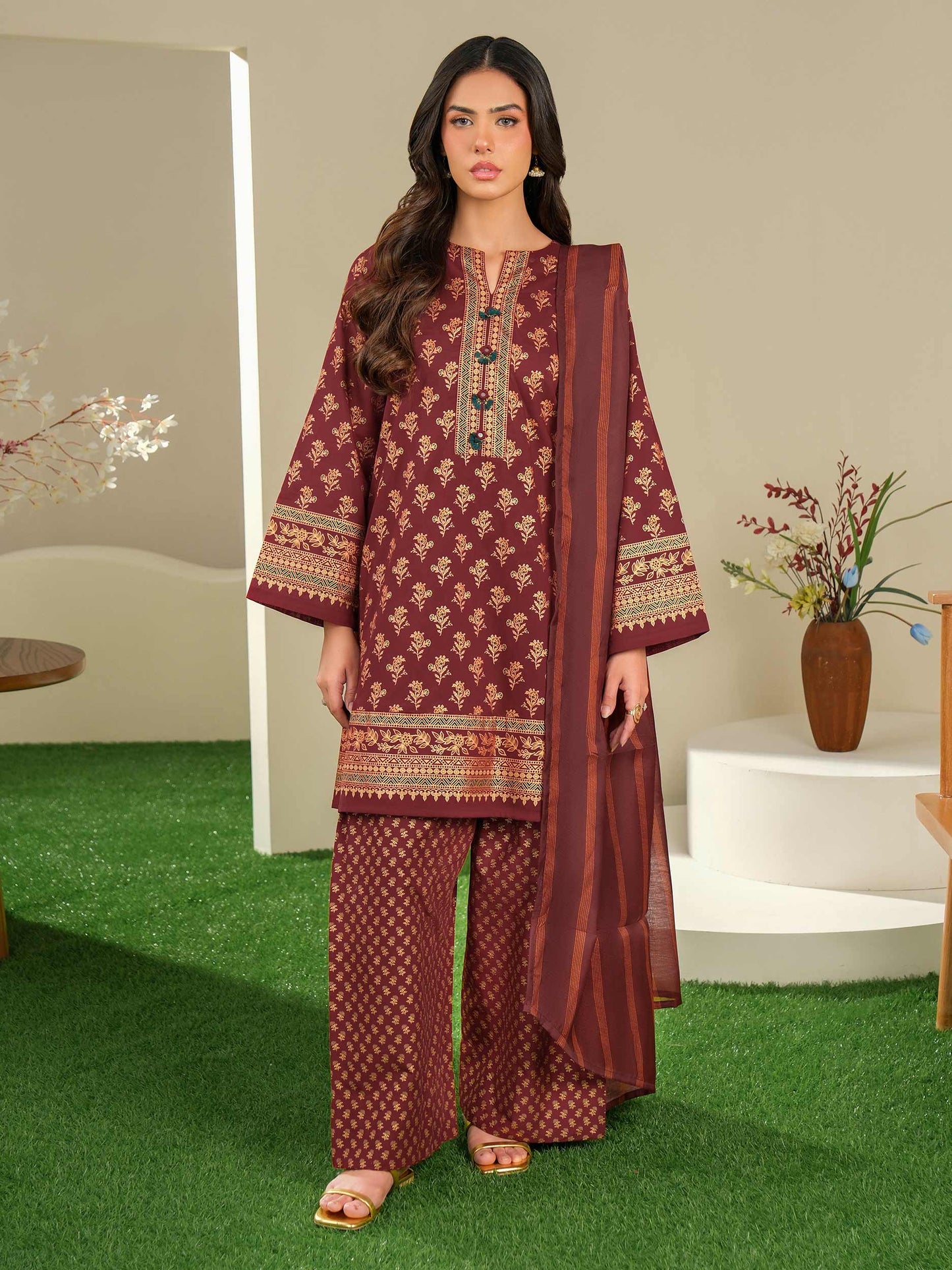 3 Piece Lawn Suit-Paste Print (Unstitched)