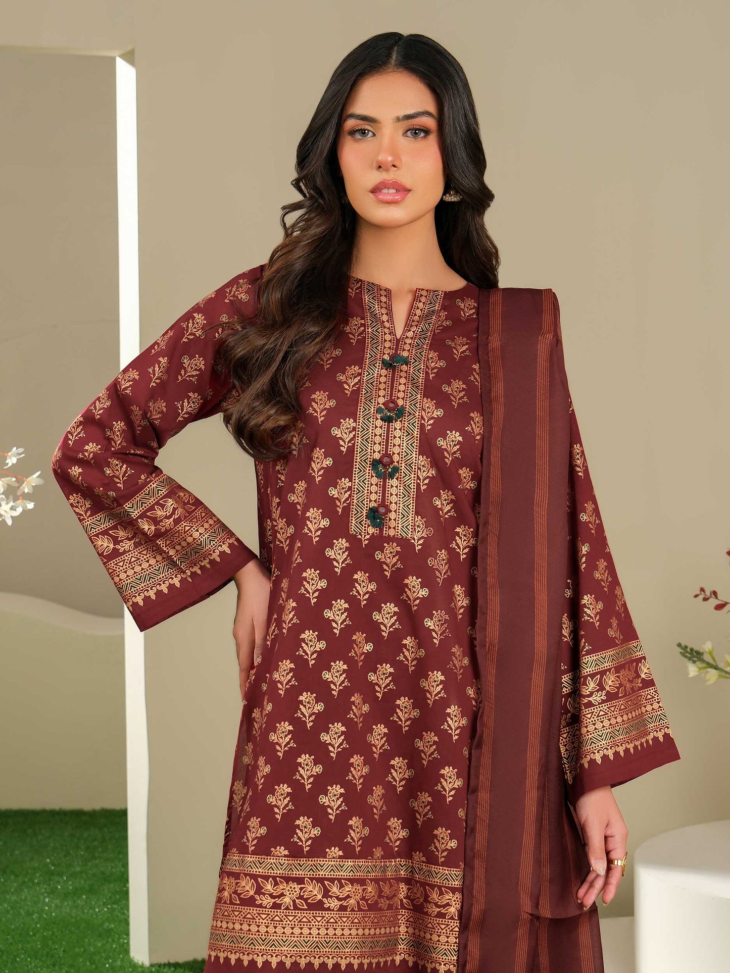 3 Piece Lawn Suit-Paste Print (Unstitched)