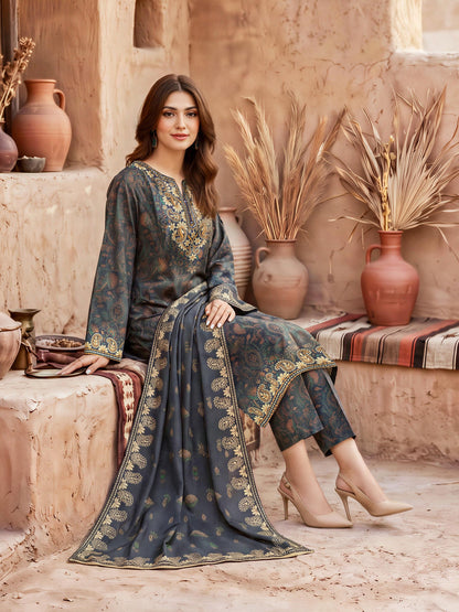 3 Piece Khaddar Suit-Printed (Unstitched)