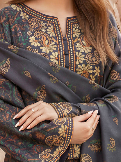 3 Piece Khaddar Suit-Printed (Unstitched)