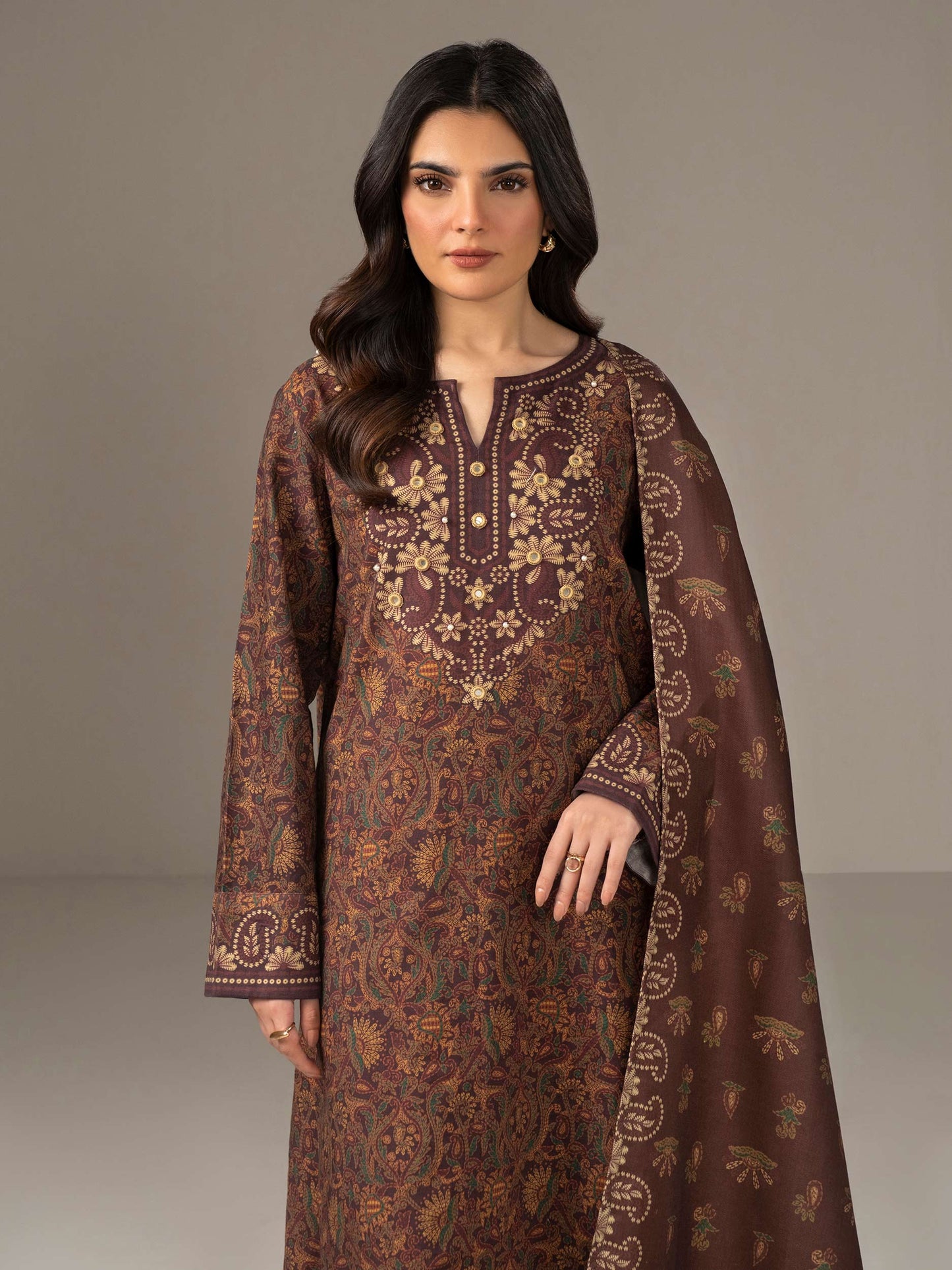 3 Piece Khaddar Suit-Printed (Unstitched)