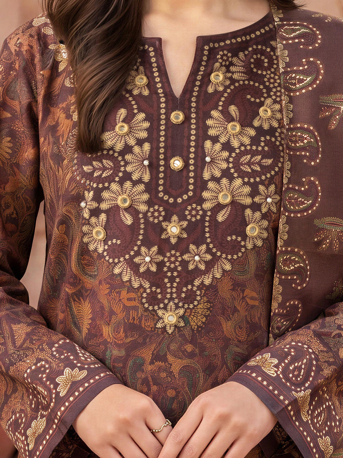 3 Piece Khaddar Suit-Printed (Unstitched)