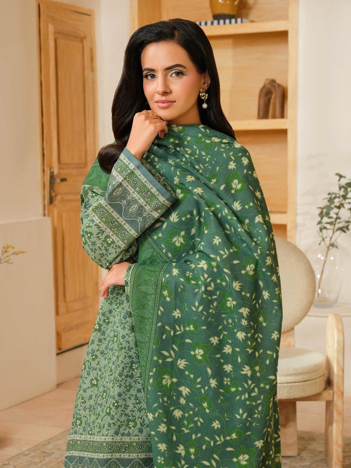 3 Piece Khaddar Suit-Printed (Unstitched)