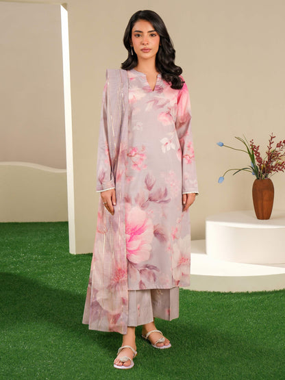 3 Piece Satin Suit-Printed (Unstitched)