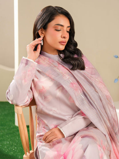 3 Piece Satin Suit-Printed (Unstitched)