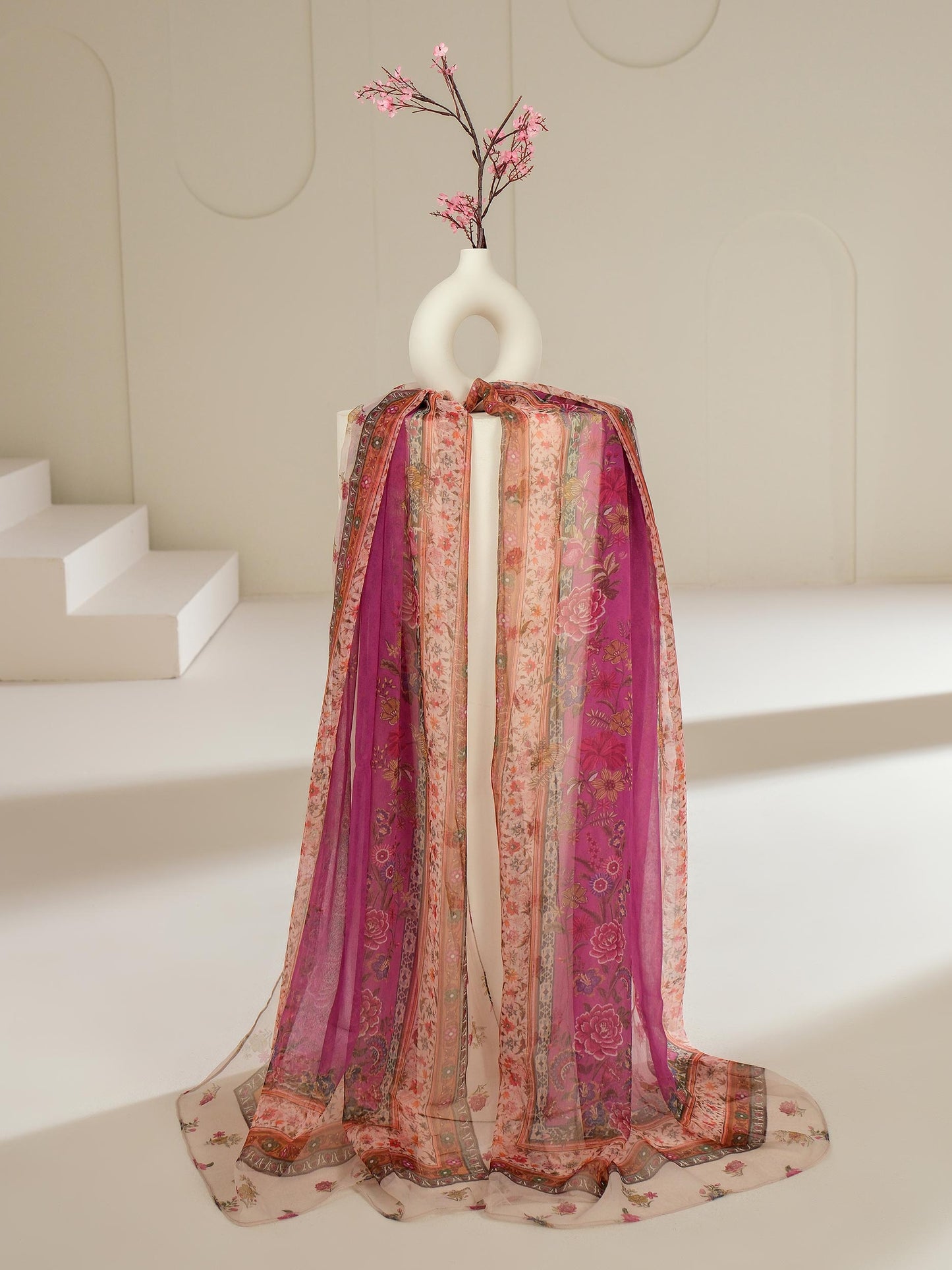 3 Piece Satin Suit-Printed (Unstitched)