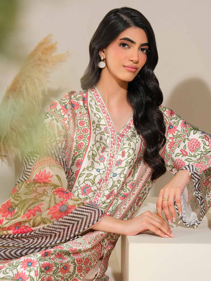 3 Piece Silk Suit-Printed (Unstitched)