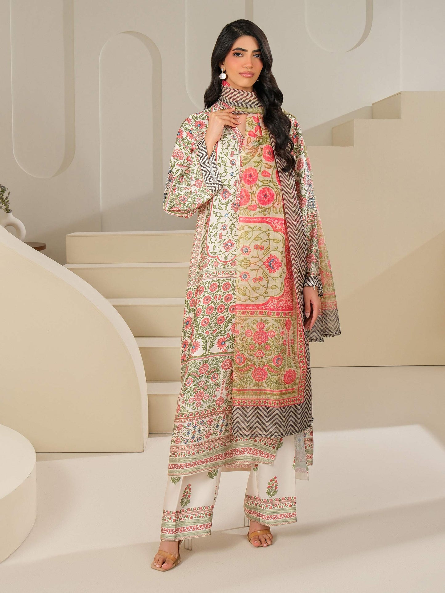3 Piece Silk Suit-Printed (Unstitched)