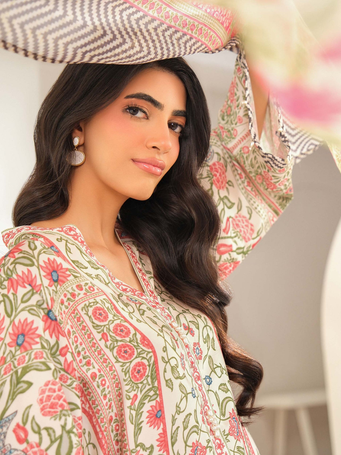 3 Piece Silk Suit-Printed (Unstitched)