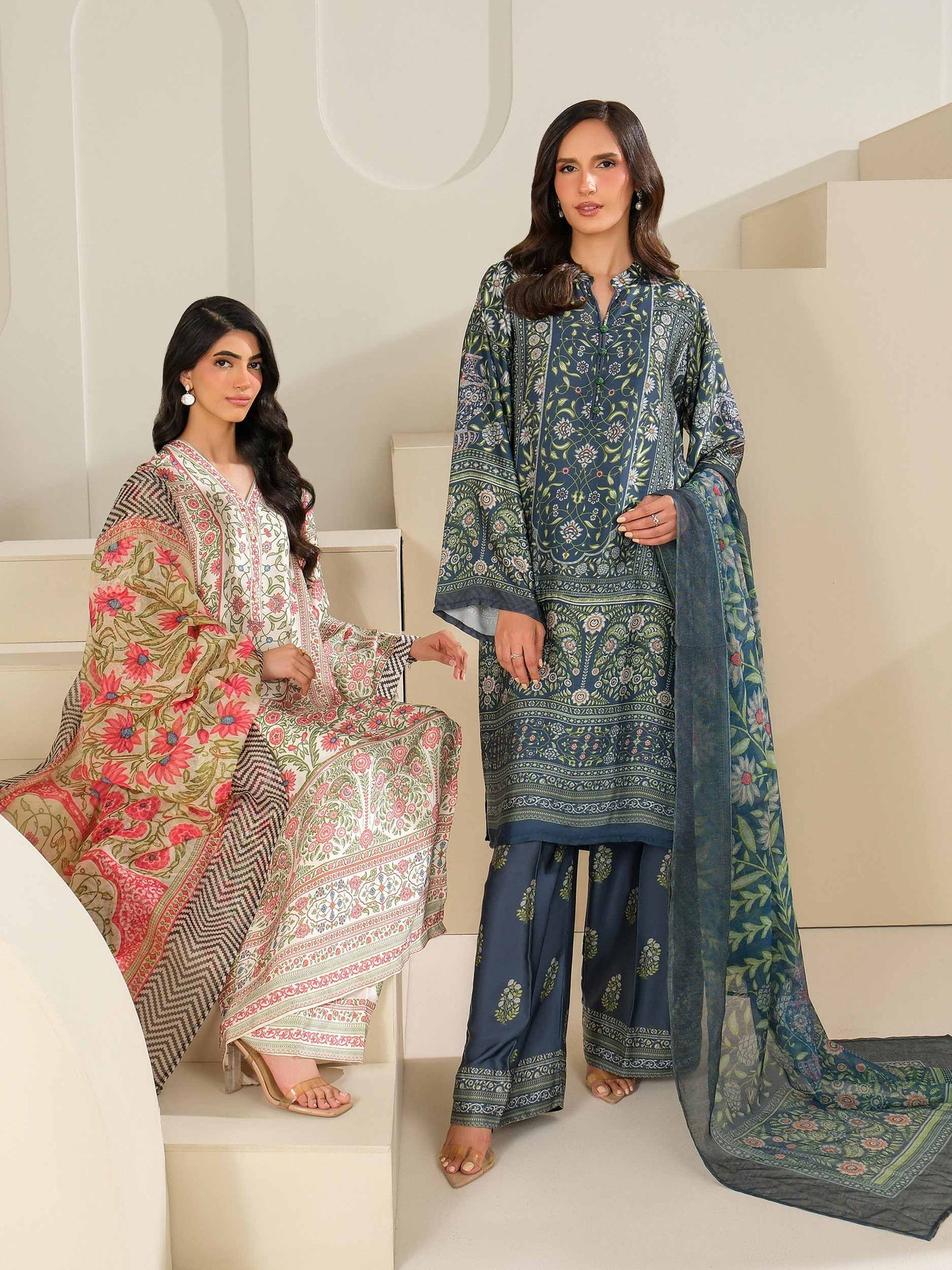 3 Piece Silk Suit-Printed (Unstitched)