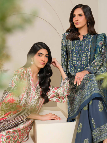 3 Piece Silk Suit-Printed (Unstitched)