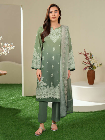 3 Piece Satin Suit-Paste Print (Unstitched)