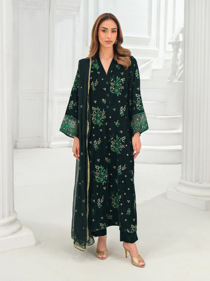 3 Piece Velvet Suit-Embroidered (Unstitched)