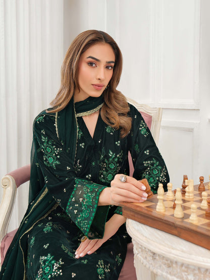 3 Piece Velvet Suit-Embroidered (Unstitched)