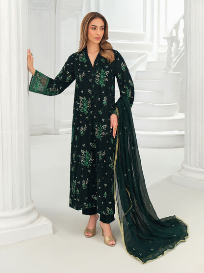 3 Piece Velvet Suit-Embroidered (Unstitched)