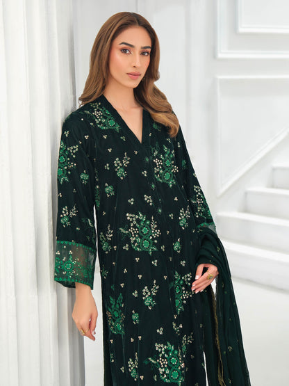 3 Piece Velvet Suit-Embroidered (Unstitched)