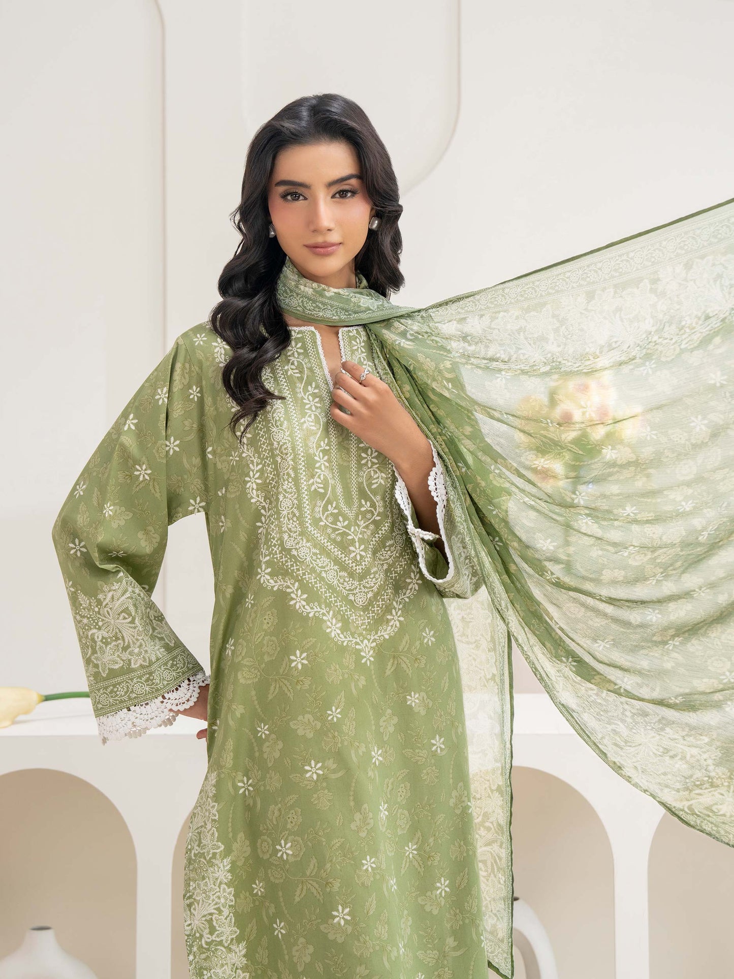 2 Piece Cambric Suit-Paste Print (Unstitched)