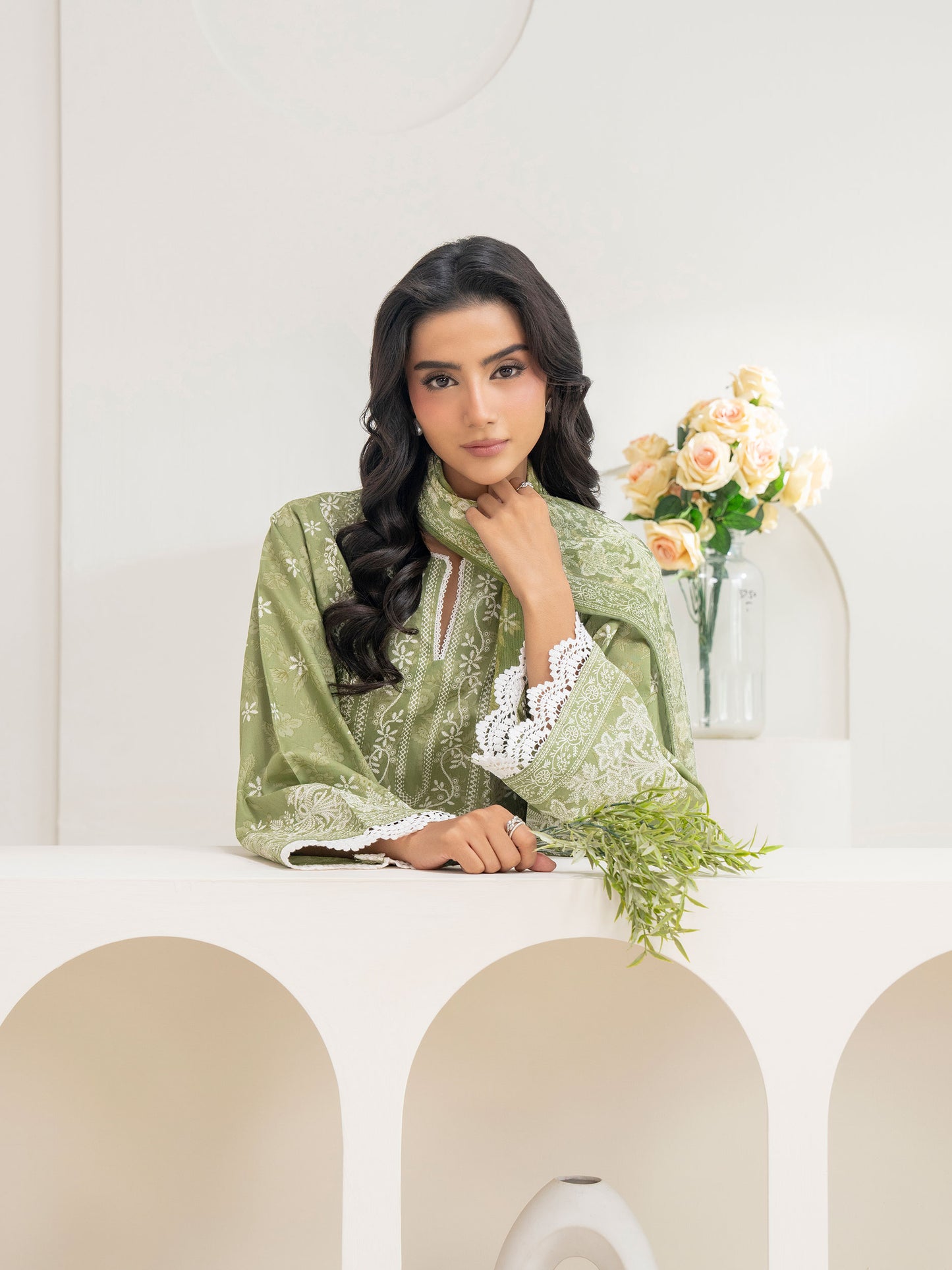 2 Piece Cambric Suit-Paste Print (Unstitched)