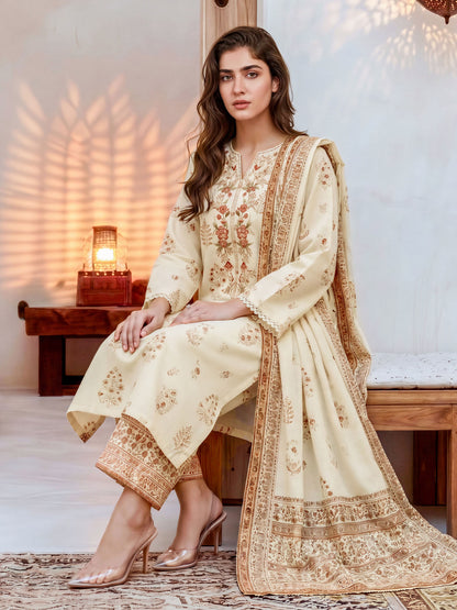 3 Piece Khaddar Suit-Embroidered (Unstitched)
