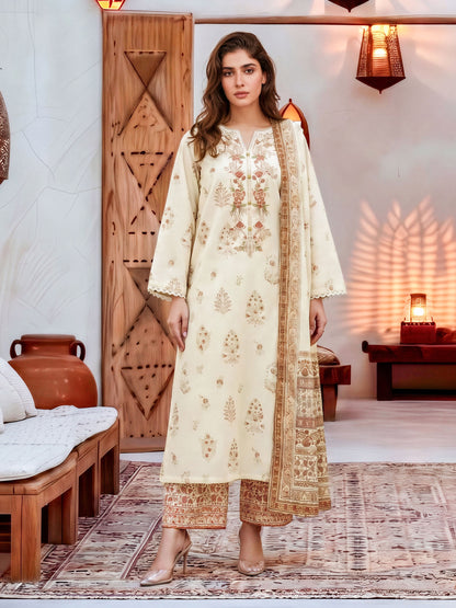 3 Piece Khaddar Suit-Embroidered (Unstitched)