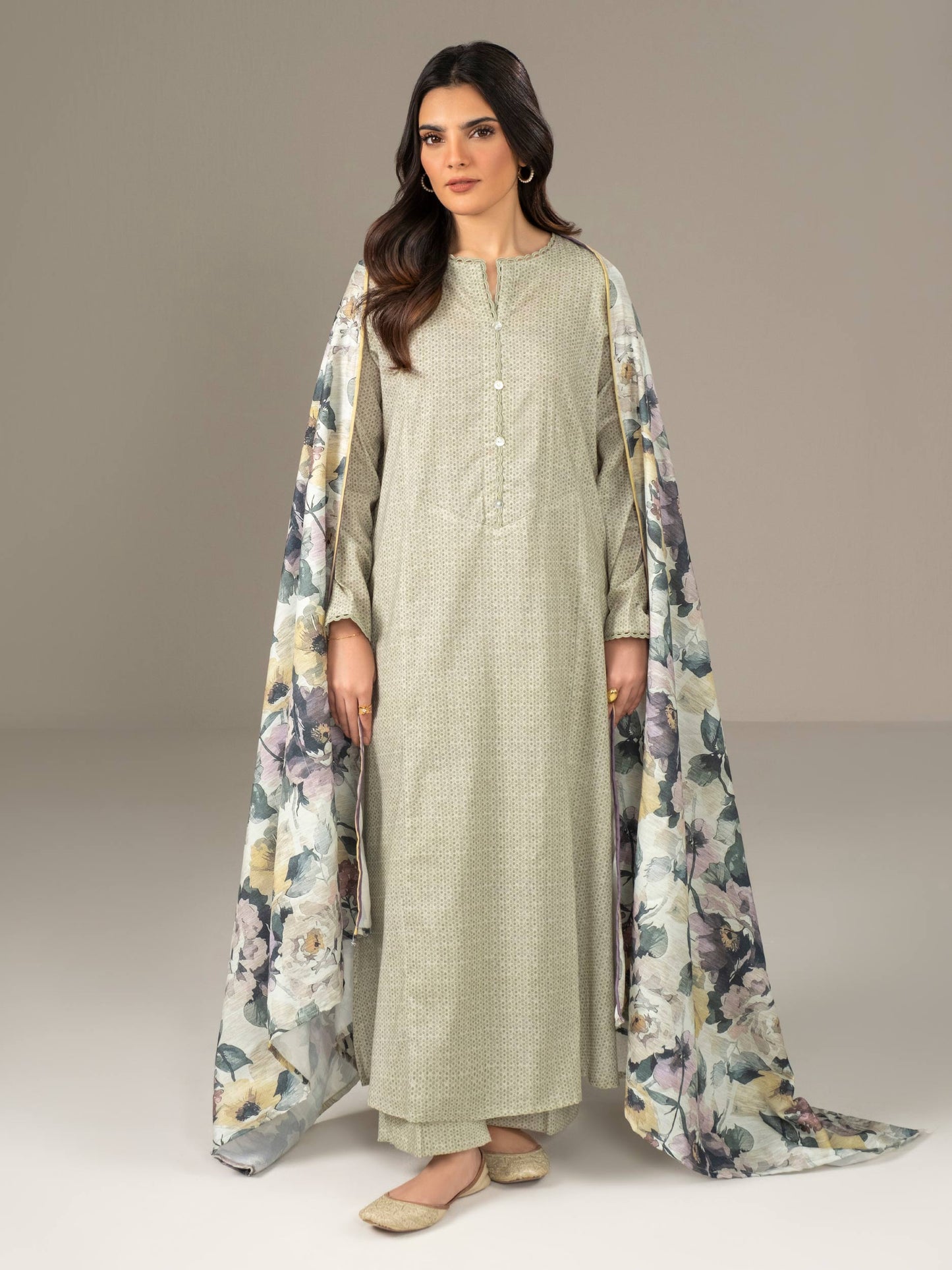 3 Piece Khaddar Suit-Paste Print (Unstitched)